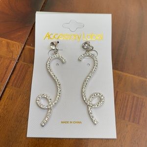 Rhinestone  dressy studs with long half hoop design NWT